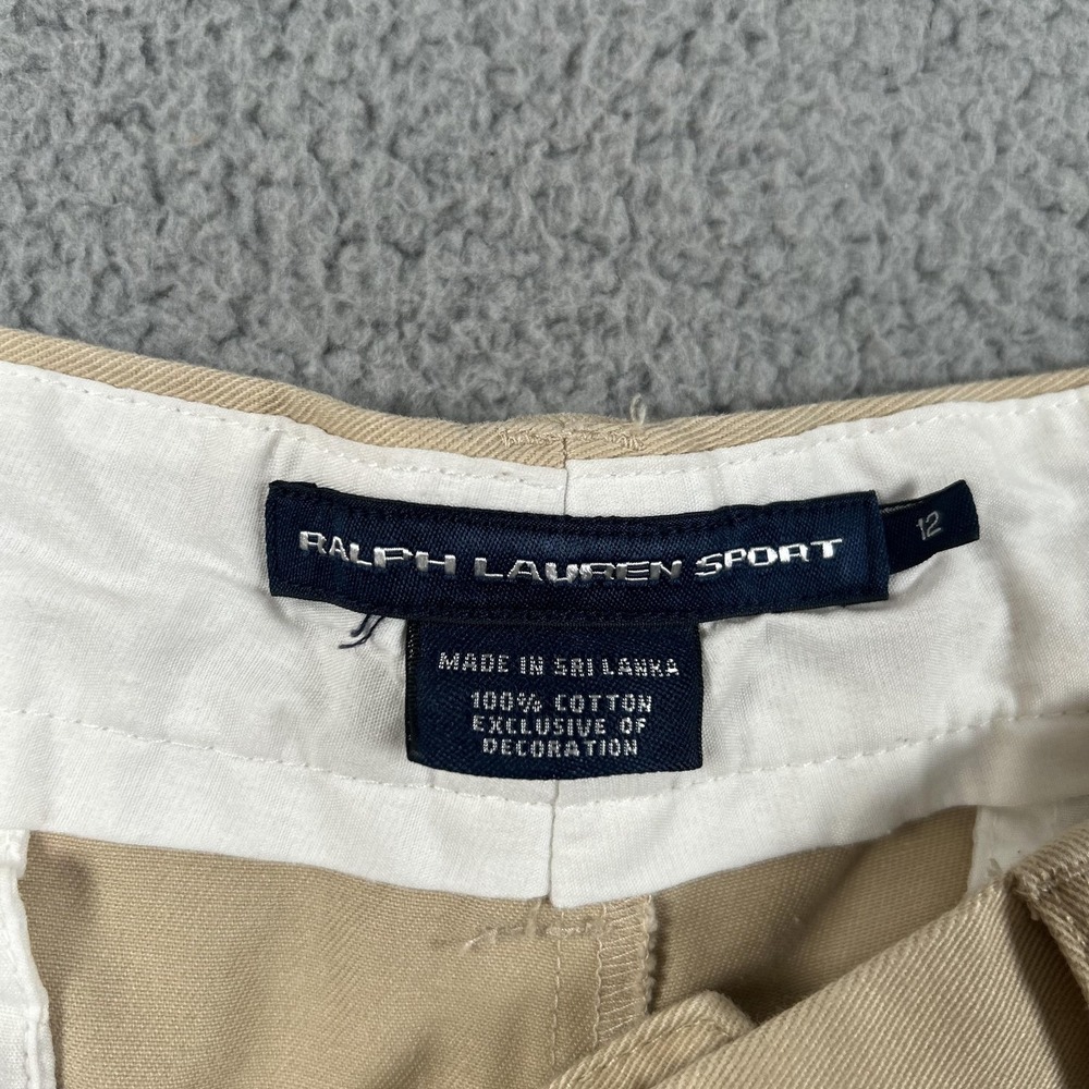 Ralph Lauren Sport Shorts Womens 12 Beige Bermuda Twill Cotton Logo Casual - Picture 3 of 15
